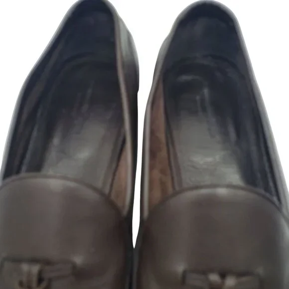 Italy Ermenegildo Zegna Men's Size 13US/12EU Brown leather tasseled loafer shoes